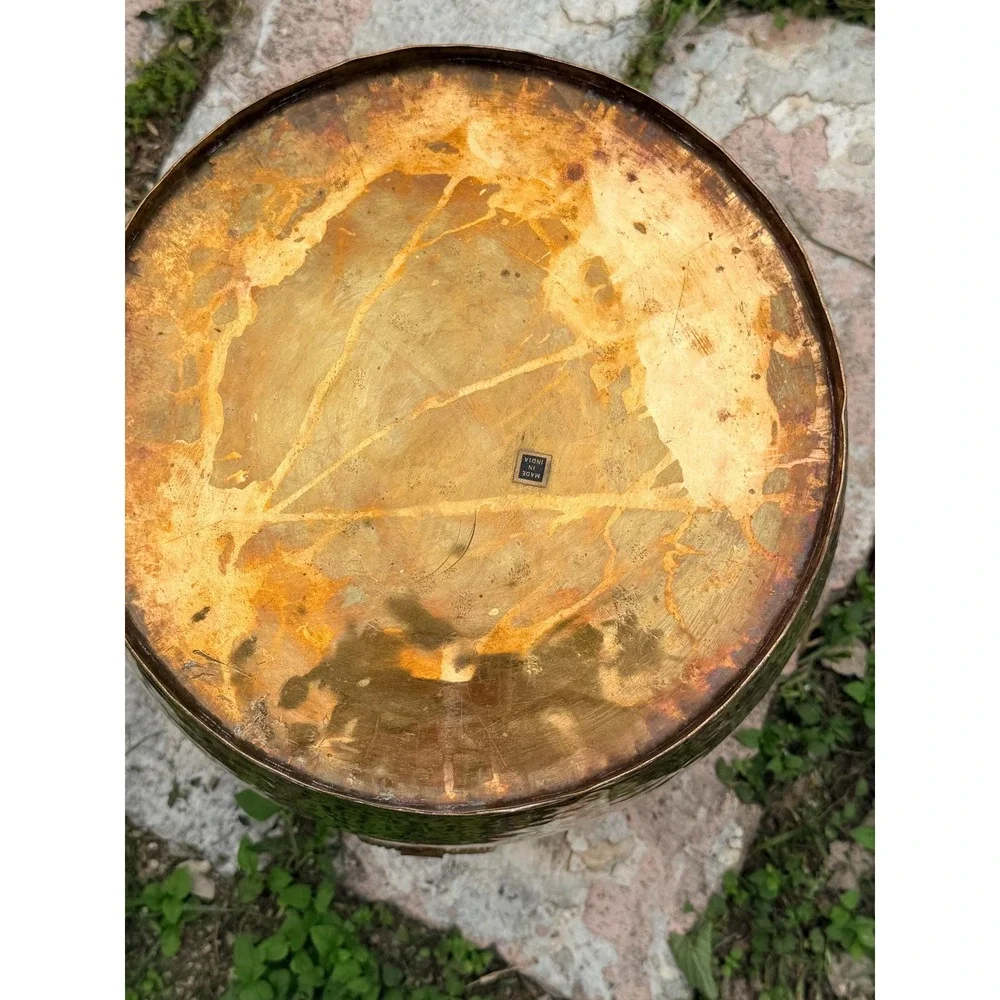 Hammered Brass Planter Large | Boho Luxe Indian Vessel, Rustic Modern Home Decor
